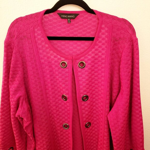 Ming Wang Open Front Grommet Trim Bright P Checked Texture Grommets Sz 24-26W EU - Picture 2 of 11